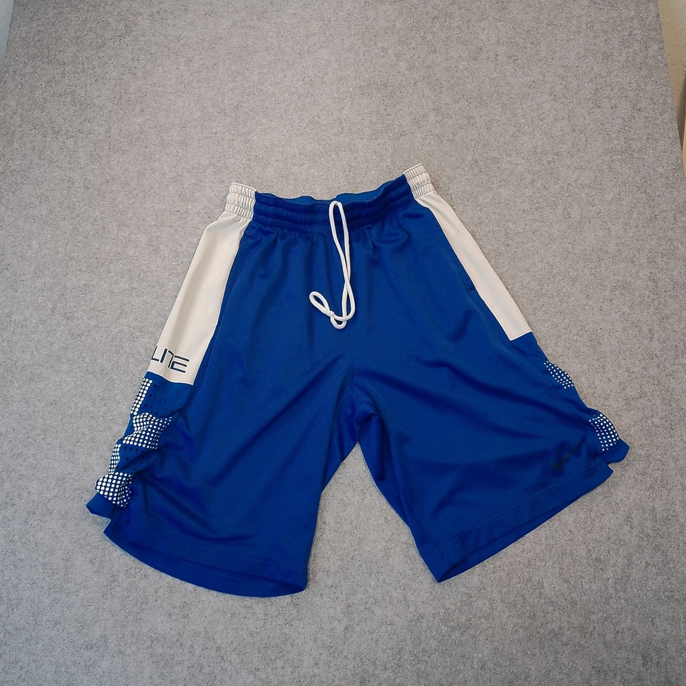 Nike Elite Dri-FIT Basketball Shorts Mens Large Blue White Athletic Gym Mesh